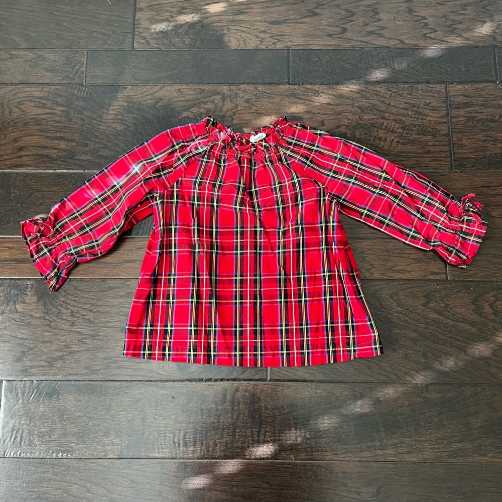 Crewcuts Red Plaid Christmas Shirt; Size 6-7